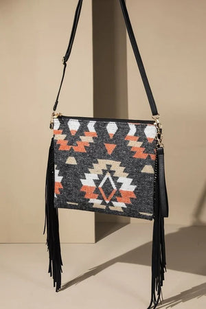 Open image in slideshow, Native American Print Flannel Crossbody Bag
