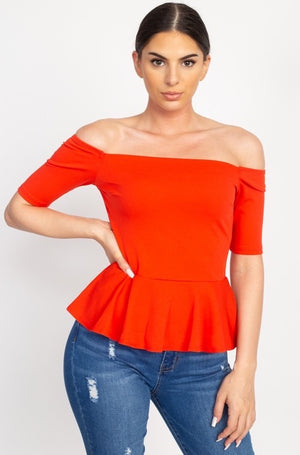 Open image in slideshow, Red off the Shoulder top

