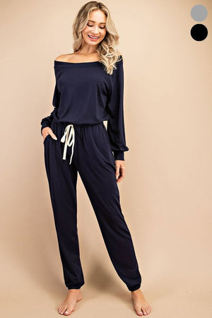 Open image in slideshow, Navy Blue Long Sleeve Jumpsuit
