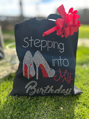 Black Birthday Embellished Tote Bag