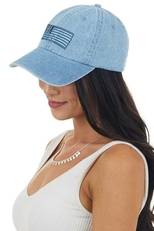 Denim Blue American Flag Cap
