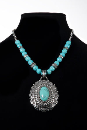 Western Bohemian Turquoise Blue Necklace Set