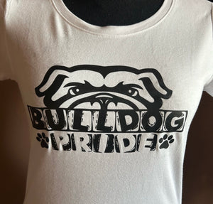Bulldog Sports Logo White with Black Lettering Tee Shirt