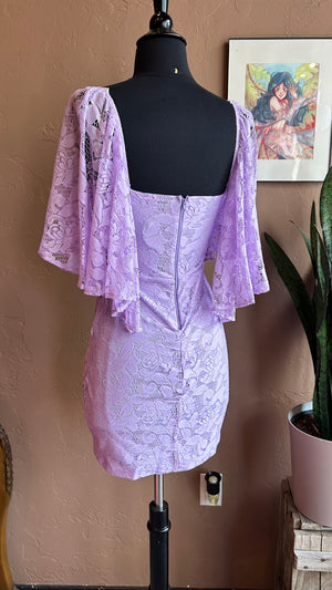 Lilac Lace Special Occasion Mini Dress