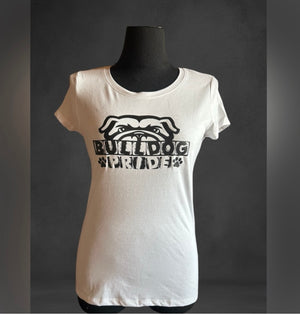 Bulldog Sports Logo White with Black Lettering Tee Shirt