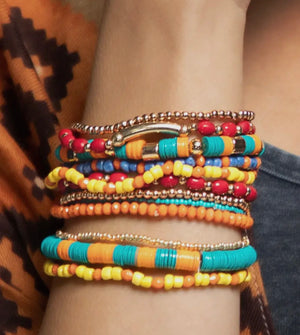 Colorful bali design multi strand 
beaded bracelets 