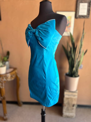 Blue Satin Mini Dress