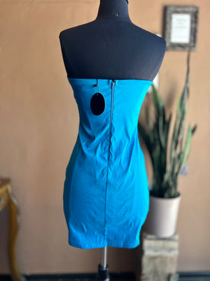 Blue Satin Mini Dress