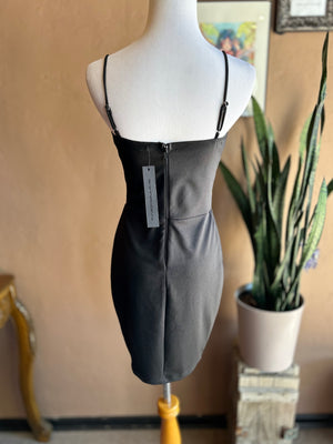 Black Spaghetti Strap Bustier Cocktail  Mini Dress