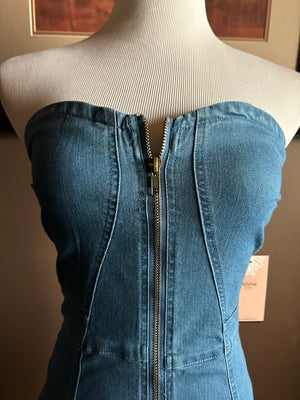 Denim Blue Strapless Mini Dress