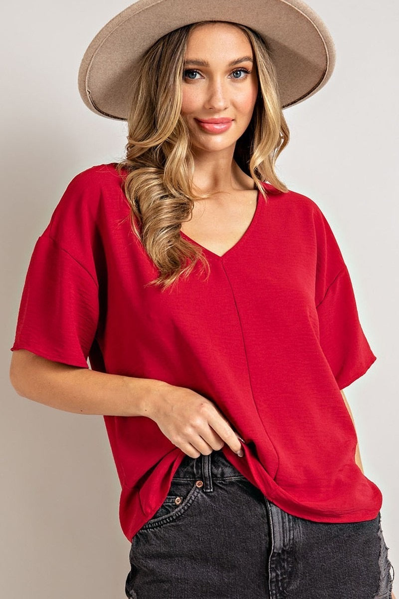 Red Milano Short Sleeve Top