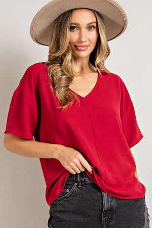 Open image in slideshow, Red Milano Short Sleeve Top
