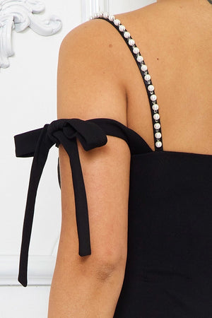 Beaded Shoulder Strap Midi Dress