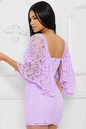 Lilac Lace Special Occasion Mini Dress