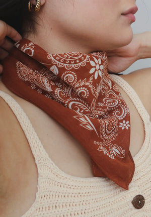 Rust Paisely Bandana Scarve Western and bohemian style