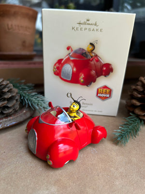 Bee Movie Barry b Benson driving around in his red convertible a hallmark vintage ornament from 2007