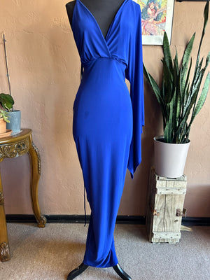 Royal Blue One Sleeve Special Occasion Maxi Dress
