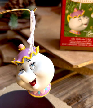 Hallmark Disney Mrs. Potts and Chip Keepsake Ornament Set New in Box