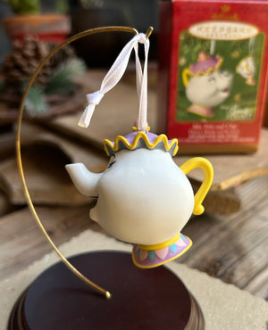 Hallmark Disney Mrs. Potts and Chip Keepsake Ornament Set New in Box