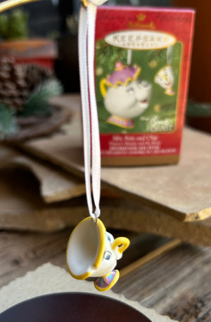 Hallmark Disney Mrs. Potts and Chip Keepsake Ornament Set New in Box
