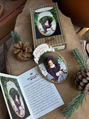 Early days Barbie Holiday Traditions Keepsake ornament, nostalgic beautiful design