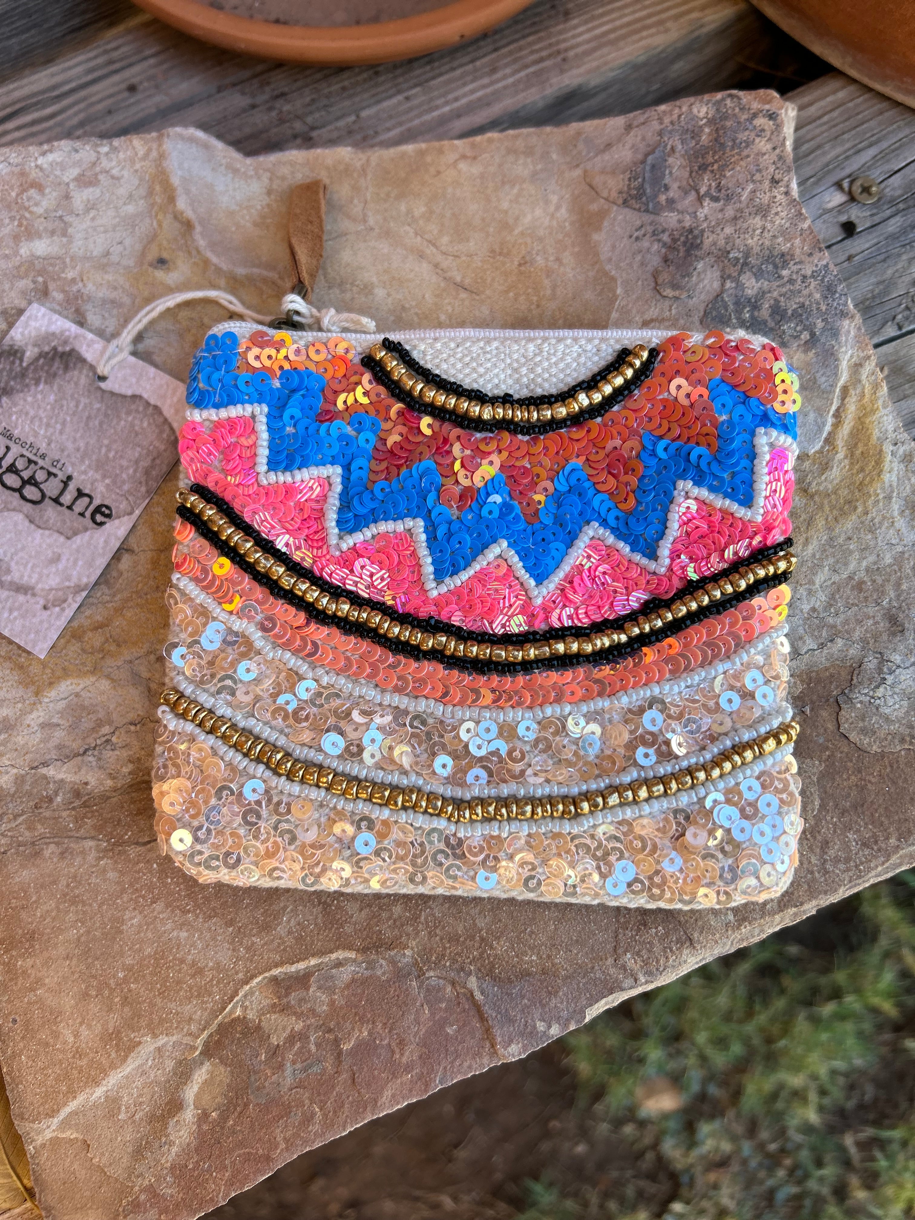 Sequin Western Design Hand Beaded Coin Purse