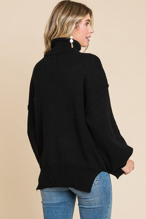 Black Oversized Turtleneck Sweater no