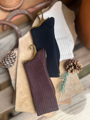Cashmere ribbed earthtones sock 3 pair set. high quality warm and comfortable 