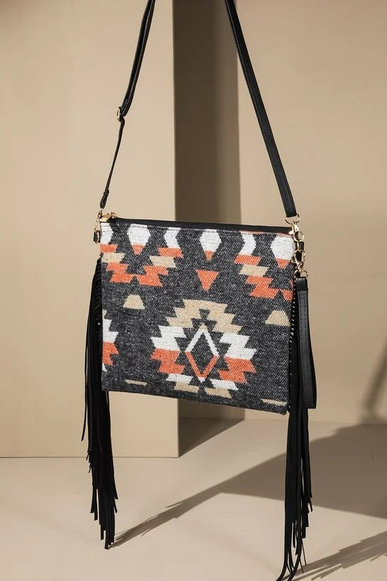 Native American Print Flannel Crossbody Bag