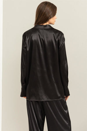 Black Satin Long Design Blazer