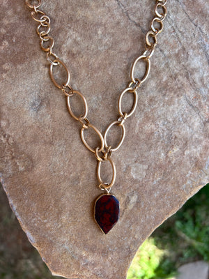 Goldtone Wine Natural Stone Necklace