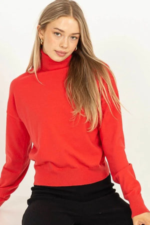 Open image in slideshow, Red Turtleneck Long Sleeve Sweater
