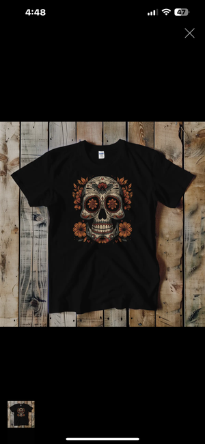 Day of the Dead Skull Design Graphic T-Shirt