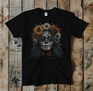 Day of the Dead Skull Design Graphic T-Shirt