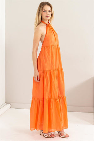 Beach Swimsuit Cover Up Orange Maxi Dress