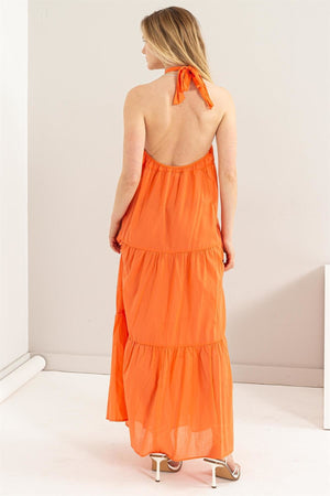 Beach Swimsuit Cover Up Orange Maxi Dress