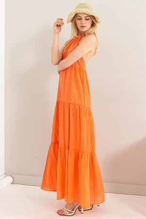 Beach Swimsuit Cover Up Orange Maxi Dress