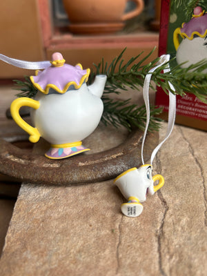 Hallmark Keepsake Disney Mrs. Potts and Chip Ornament Set New in Box