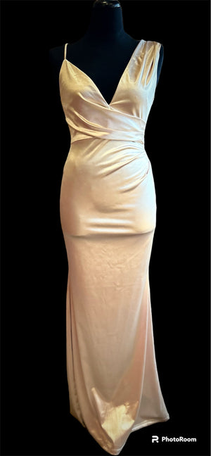 Champagne Satin Prom Long Evening Dress