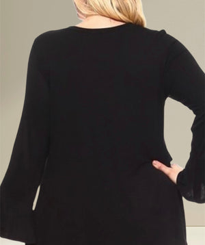 Black Plus Long Sleeve Tunic Top  Size