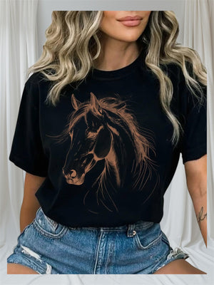 Horse Sketch Graphic Tee Shirt 