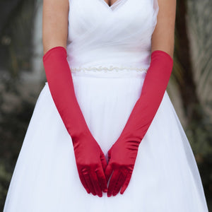 Open image in slideshow, Satin Above the Elbow Gloves

