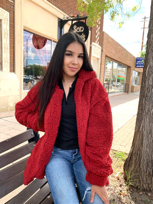 Red Velvet Sherpa Jacket