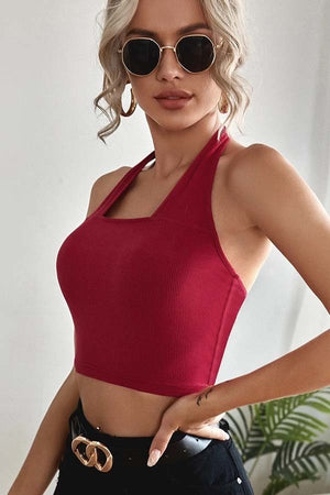 Open image in slideshow, Red Halter Crop Top
