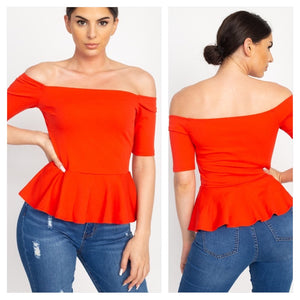 Red off the Shoulder top