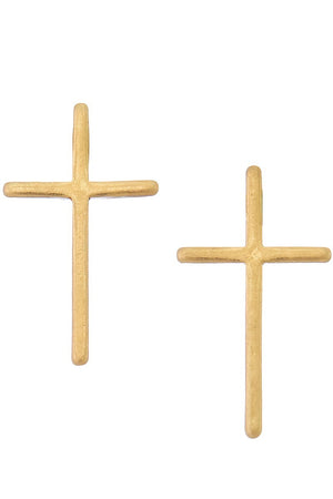 Open image in slideshow, Cross Inspirational Gold Tone Stud  Earrings
