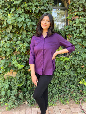 Open image in slideshow, Purple Button Down Top
