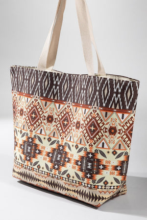 Rust Ethnic Print Tote Bag