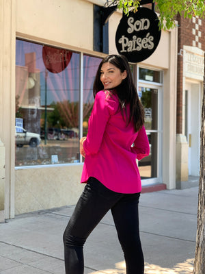 Magenta Button Down Top