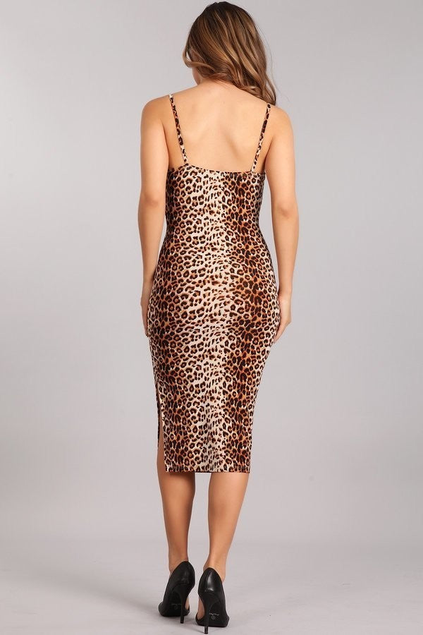 Leopard Print Mid Length Dress